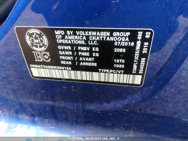 1VWAT7A33HC003124 Volkswagen PASSAT S