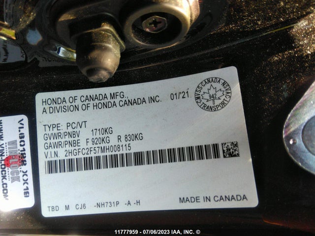 Honda Civic Lx 2021 2HGFC2F57MH008115 Image 10