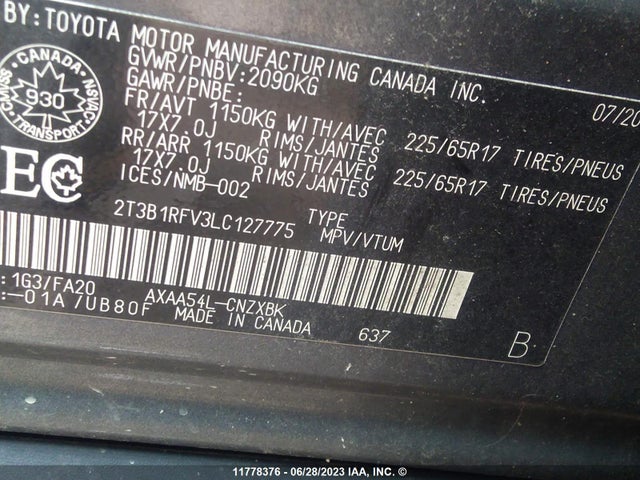 Toyota RAV4 2020 2T3B1RFV3LC127775 Image 27