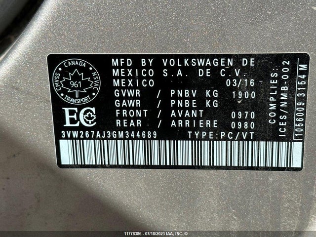 3VW267AJ3GM344689 Volkswagen JETTA