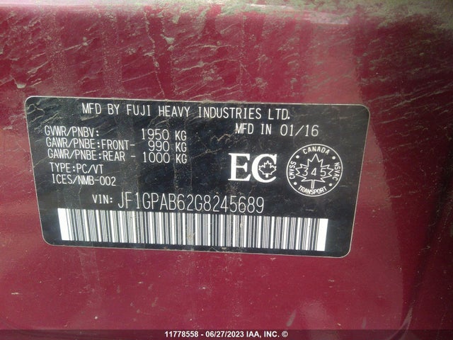 JF1GPAB62G8245689 Subaru Impreza Premium