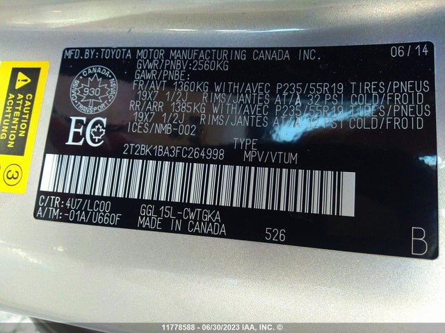 2T2BK1BA3FC264998 Lexus Rx 350/base/f Sport
