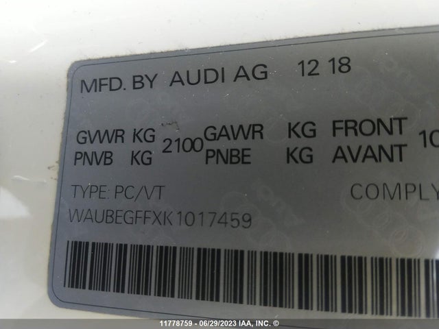 WAUBEGFFXK1017459 Audi A3 PREMIUM
