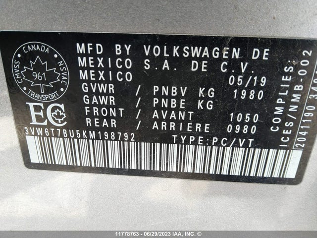 3VW6T7BU5KM198792 Volkswagen Jetta Gli/35th Anniversary Edit