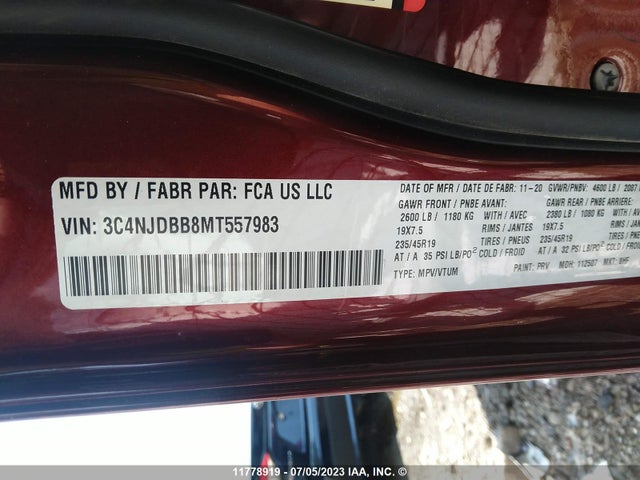 3C4NJDBB8MT557983 Jeep Compass