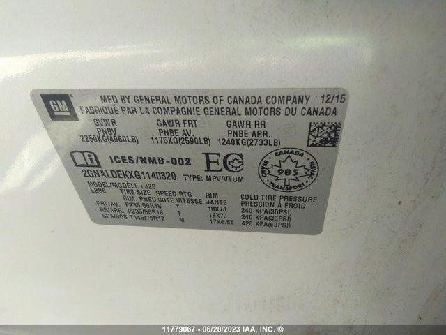 Chevrolet Equinox Ltz 2016 2GNALDEKXG1140320 Image 9