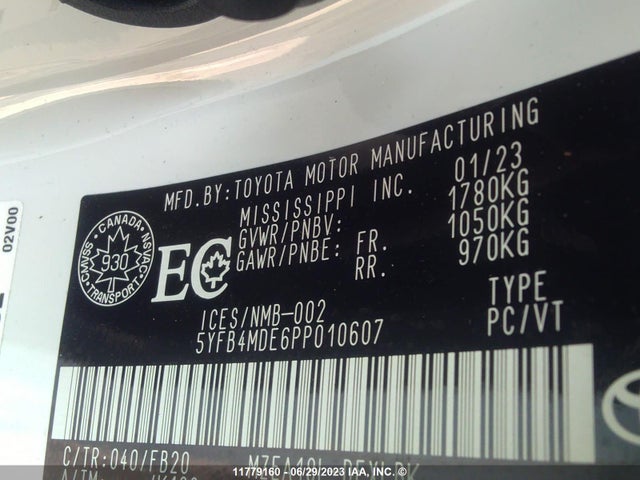 Toyota COROLLA LE 2023 5YFB4MDE6PP010607 Image 11