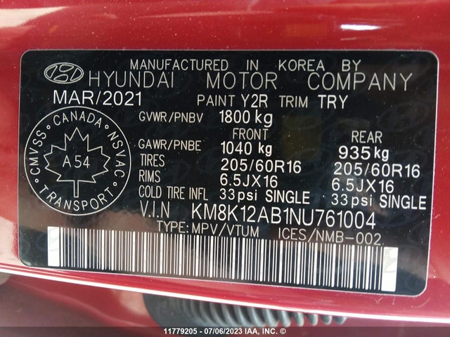 Hyundai Kona Se 2022 KM8K12AB1NU761004 Image 10