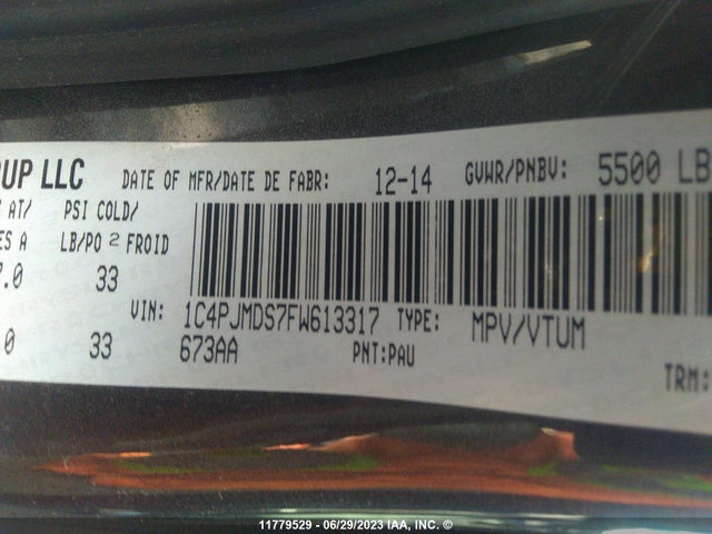 1C4PJMDS7FW613317 Jeep Cherokee Limited
