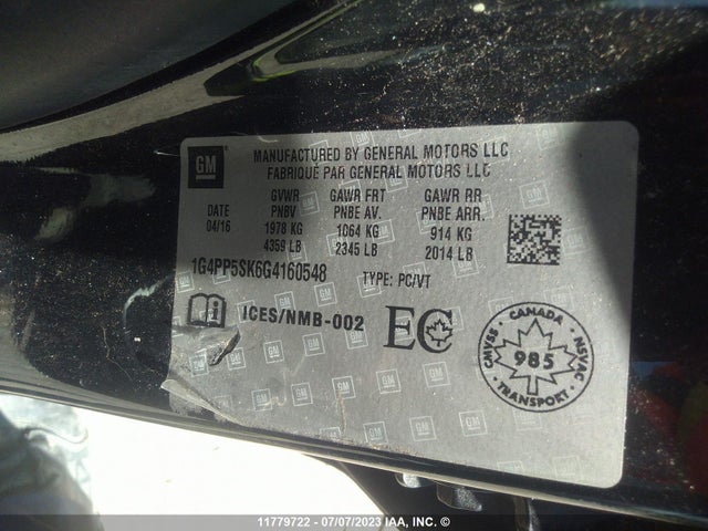 1G4PP5SK6G4160548 Buick Verano