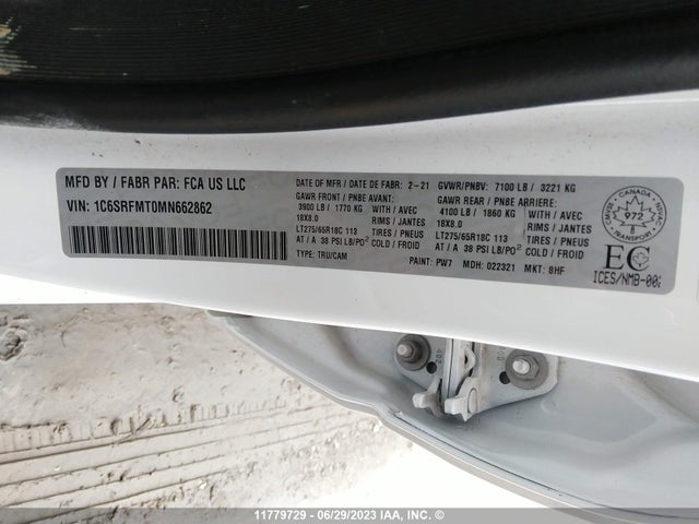 1C6SRFMT0MN662862 RAM 1500 Big Horn/lone Star