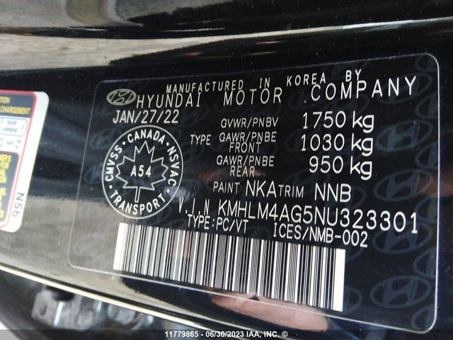 Продажа на аукционе авто 2022 Hyundai Elantra Sel, vin: KMHLM4AG5NU323301, номер лота: 11779865