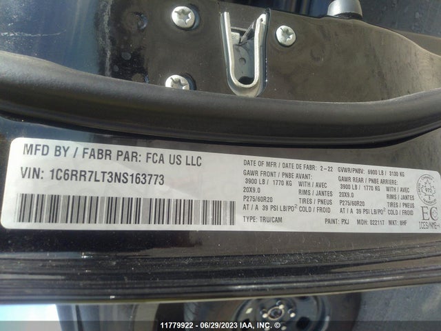1C6RR7LT3NS163773 RAM 1500 Classic Slt