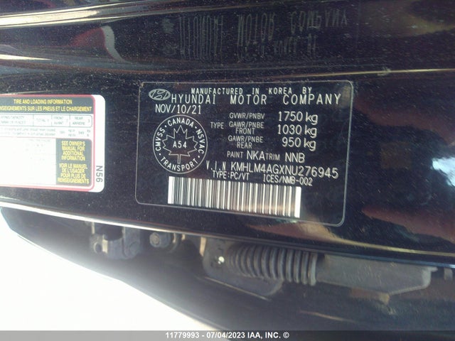 Hyundai ELANTRA SEL 2022 KMHLM4AGXNU276945 Image 9