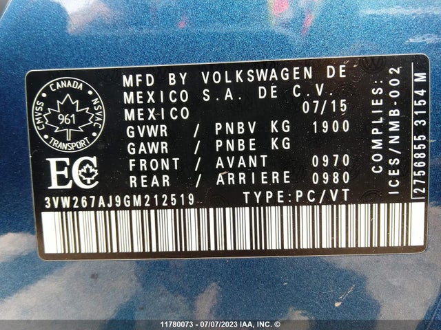 3VW267AJ9GM212519 Volkswagen JETTA S