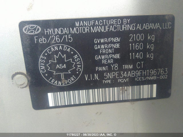 Hyundai Sonata Sport 2015 5NPE34AB9FH196763 Image 11