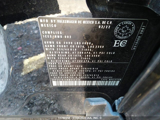 3VV2X7B20NM055338 Volkswagen TAOS SEL
