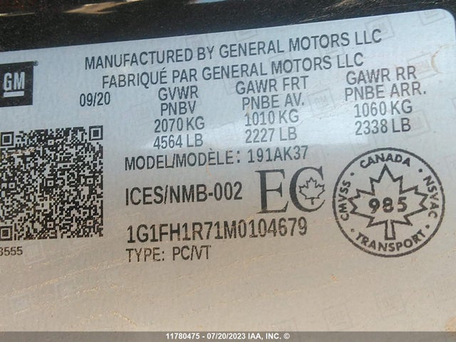 Chevrolet CAMARO SS 2021 1G1FH1R71M0104679 Image 9