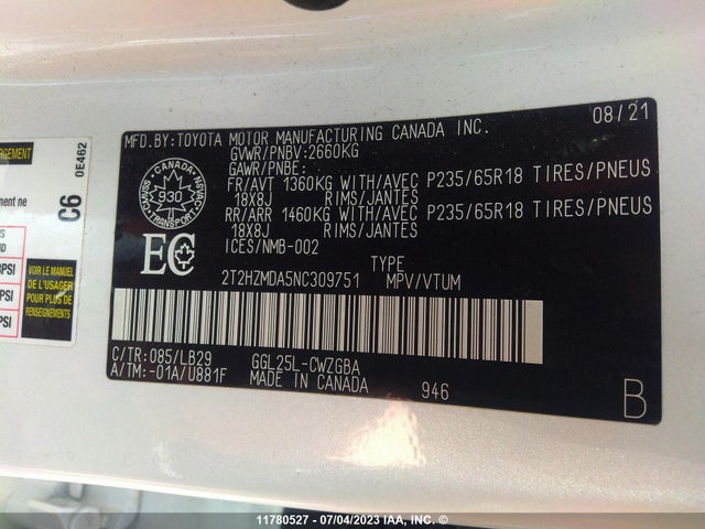 2T2HZMDA5NC309751 Lexus RX 350