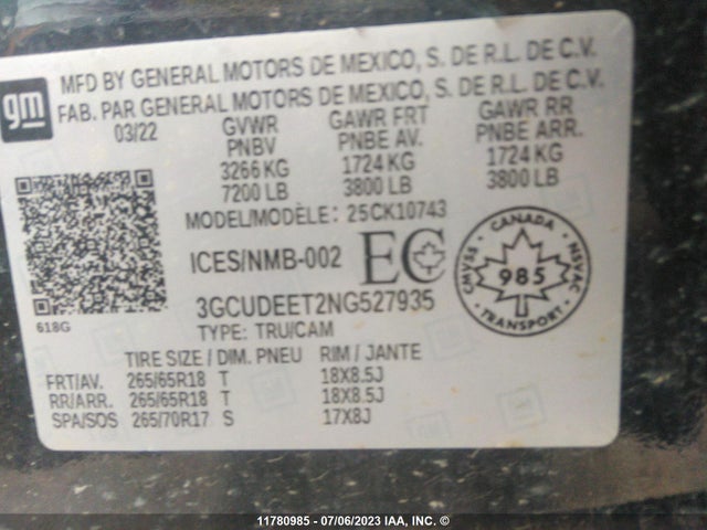 Chevrolet Silverado K1500 Rst 2022 3GCUDEET2NG527935 Image 9