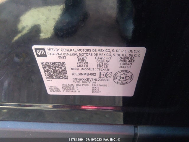 Chevrolet EQUINOX LT 2022 3GNAXKEV7NL238588 Image 9