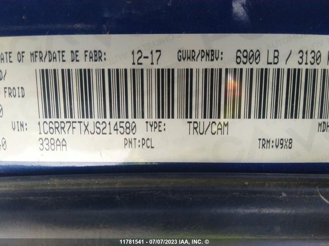 1C6RR7FTXJS214580 RAM 1500 St