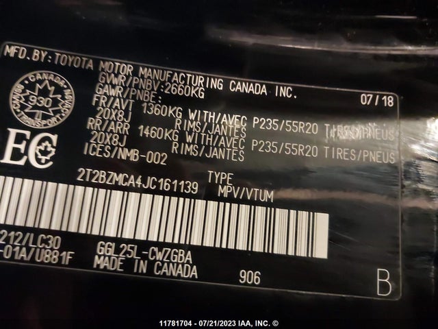 2T2BZMCA4JC161139 Lexus Rx 350/base/f Sport