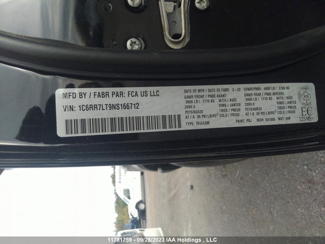 1C6RR7LT9NS166712 RAM 1500 Classic Slt