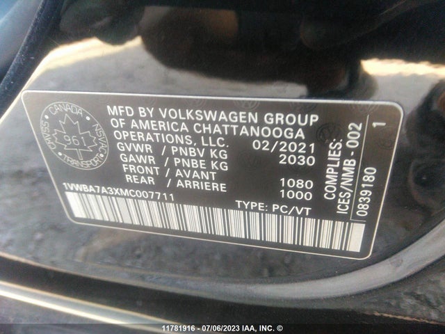 1VWBA7A3XMC007711 Volkswagen Passat Highline