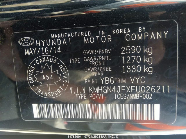 Hyundai GENESIS 2015 KMHGN4JFXFU026211 Image 9