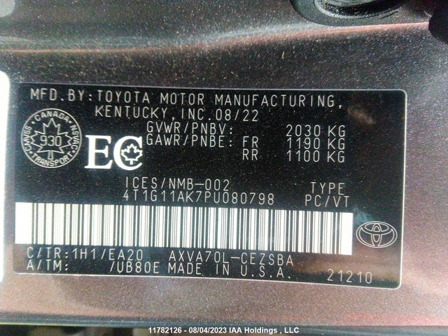 Toyota CAMRY 2023 4T1G11AK7PU080798 Image 9