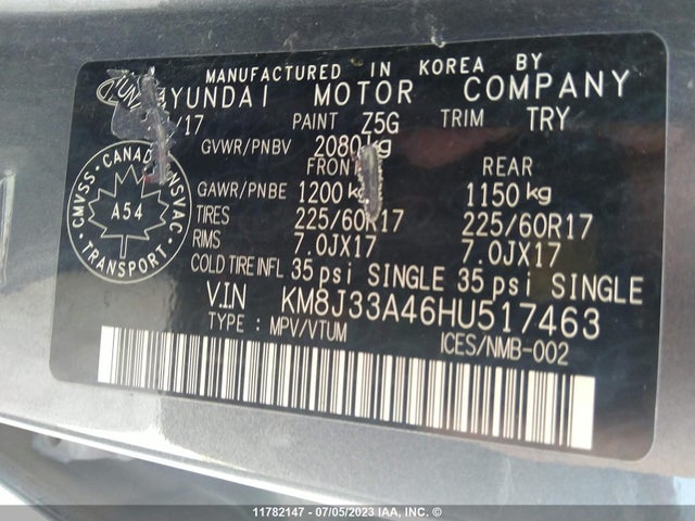Hyundai TUCSON 2017 KM8J33A46HU517463 Image 9