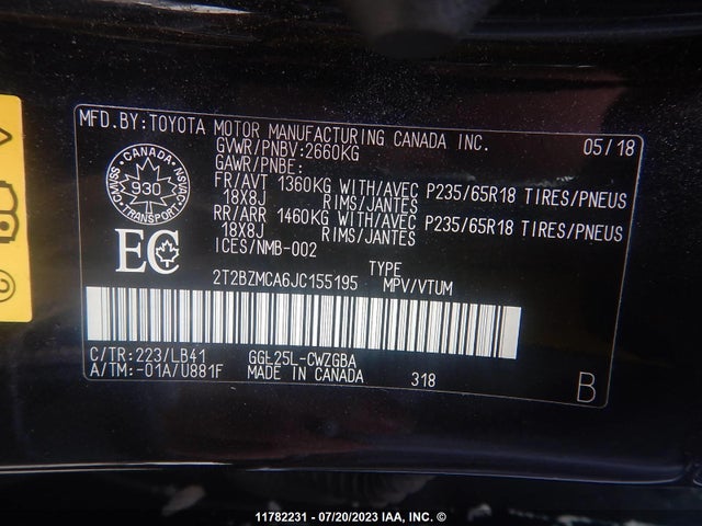 2T2BZMCA6JC155195 Lexus RX 350