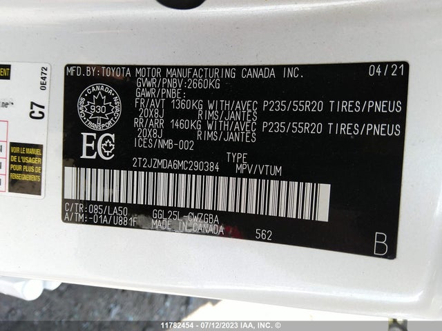 Lexus RX 350 2021 2T2JZMDA6MC290384 Image 9