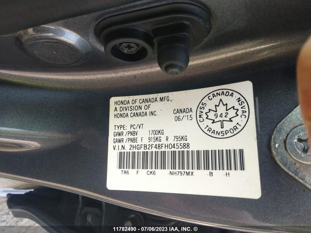 Honda r18z1 2015 2HGFB2F48FH045588 Image 25