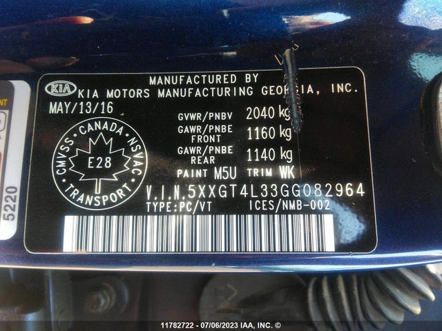 KIA Optima Lx 2016 5XXGT4L33GG082964 Image 9