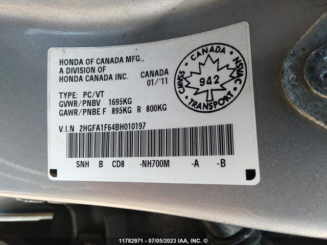 Aukcja sprzedaży 2011 Honda Civic Lx-s, vin: 2HGFA1F64BH010197, numer aukcji: 11782971