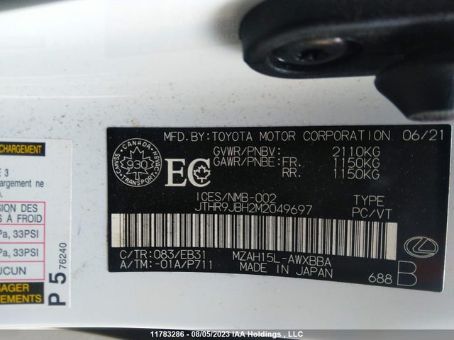 JTHR9JBH2M2049697 Lexus UX 250H