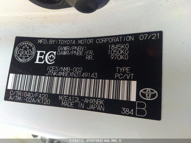 Toyota COROLLA SE 2022 JTNK4MBEXN3149143 Image 10