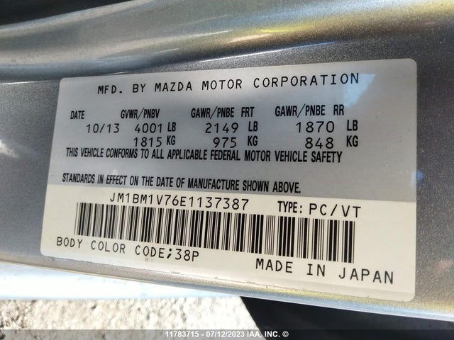 Mazda 3 TOURING 2014 JM1BM1V76E1137387 Image 10
