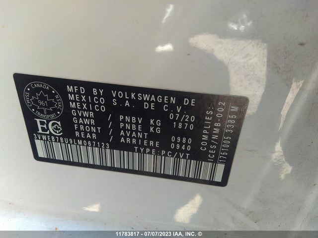3VWEB7BU9LM067123 Volkswagen JETTA SEL