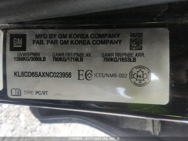 Chevrolet SPARK 1LT 2022 KL8CD6SAXNC023956 Image 9