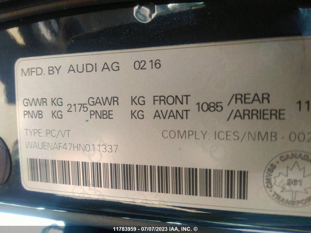 WAUENAF47HN011337 Audi A4 Premium Plus
