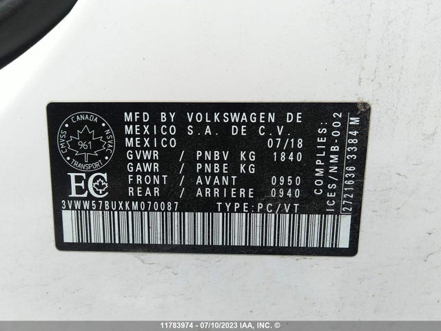 3VWW57BUXKM070087 Volkswagen JETTA