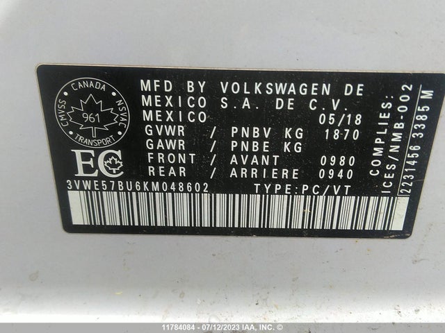 3VWE57BU6KM048602 Volkswagen JETTA SEL