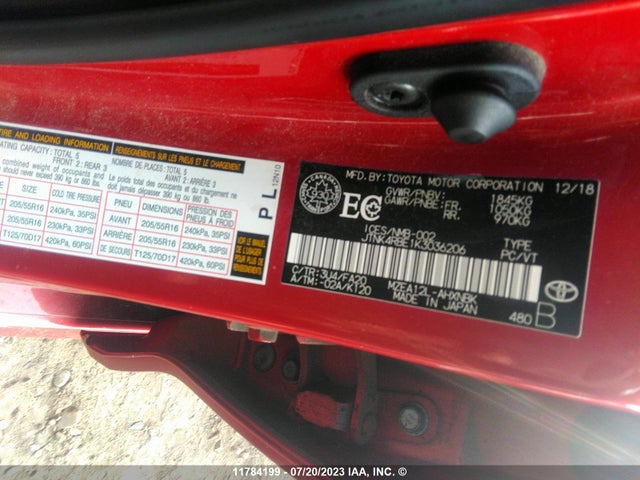 Toyota Corolla Se/xse 2019 JTNK4RBE1K3036206 Image 9