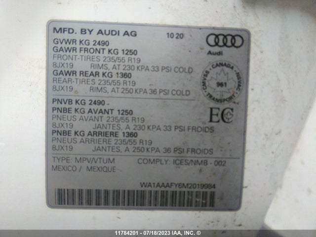 WA1AAAFY6M2019984 Audi Q5 PREMIUM