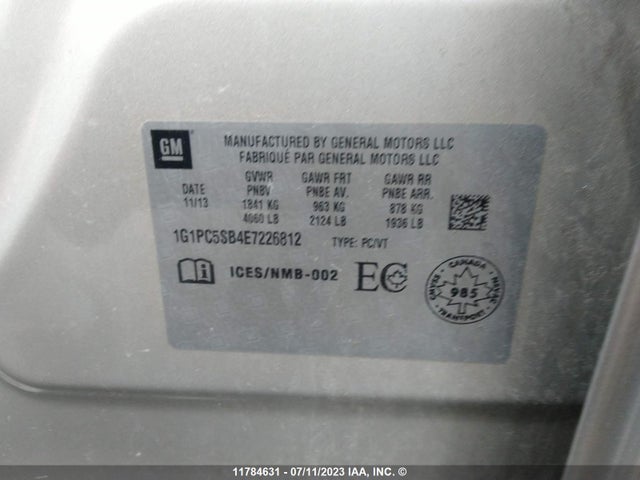 Chevrolet CRUZE LT 2014 1G1PC5SB4E7226812 Image 9