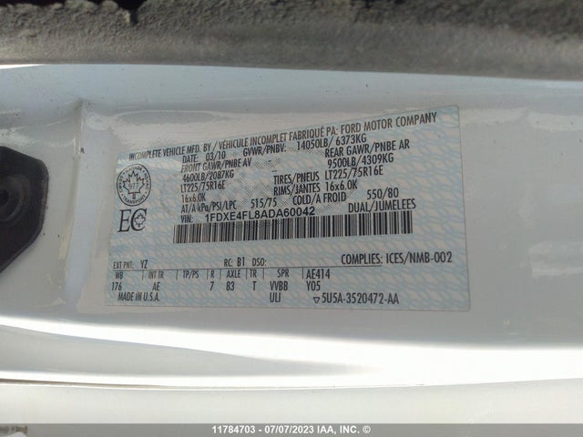 Aukcja sprzedaży 2010 Ford Econoline E450 Super Duty Cutwy Van, vin: 1FDXE4FL8ADA60042, numer aukcji: 11784703