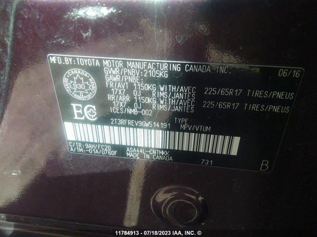 Toyota Rav4 Xle 2016 2T3RFREV9GW514191 Image 11